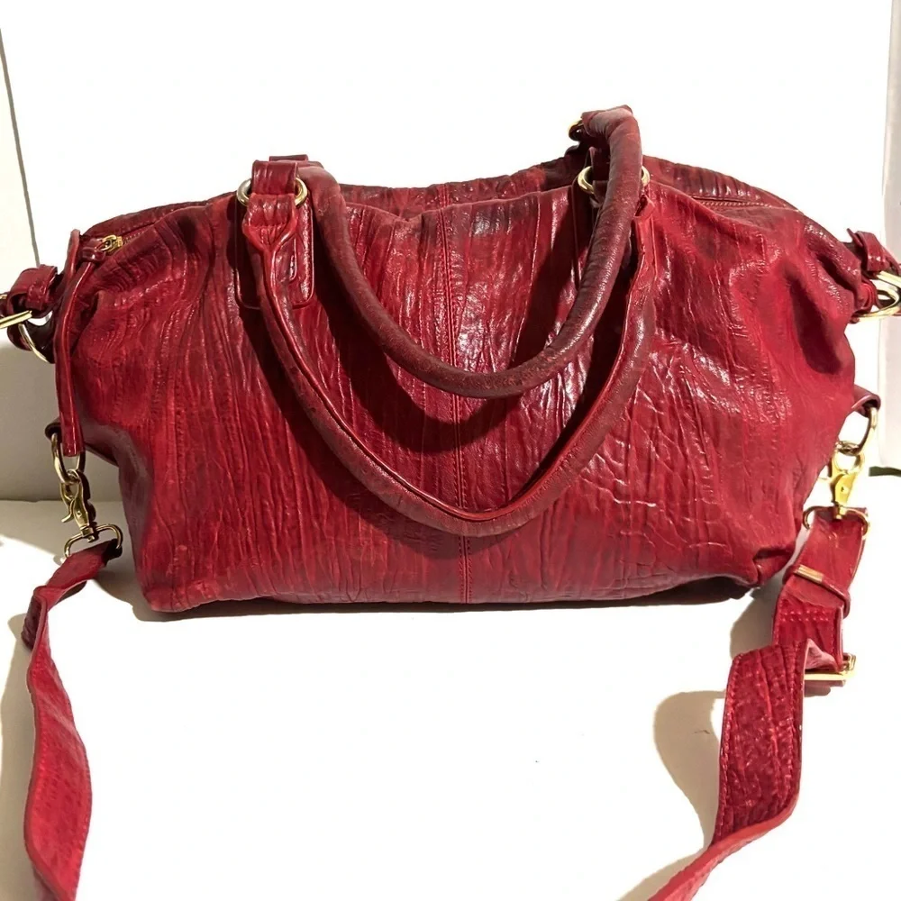 Monserat de lucca Elegant Red Leather Handbag